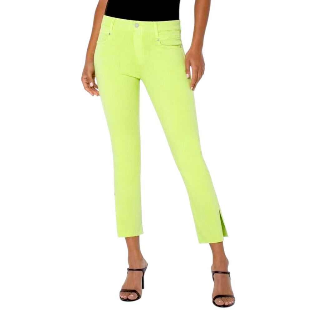 LIVERPOOL Gia Glider Crop Jeans PullOn Womens Sz 4 Cropped Green Apple LimeLight
